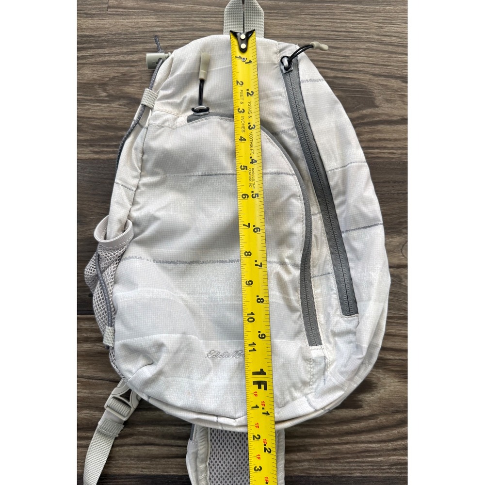 Eddie Bauer Ripstop Sling Backpack White Grey Crossbody Hiking Travel Bag - Picture 13 of 13